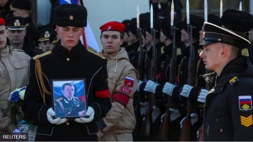 俄罗斯黑海舰队副司令佩利（Andrei Paliy）葬礼和追悼会上的俄军水手